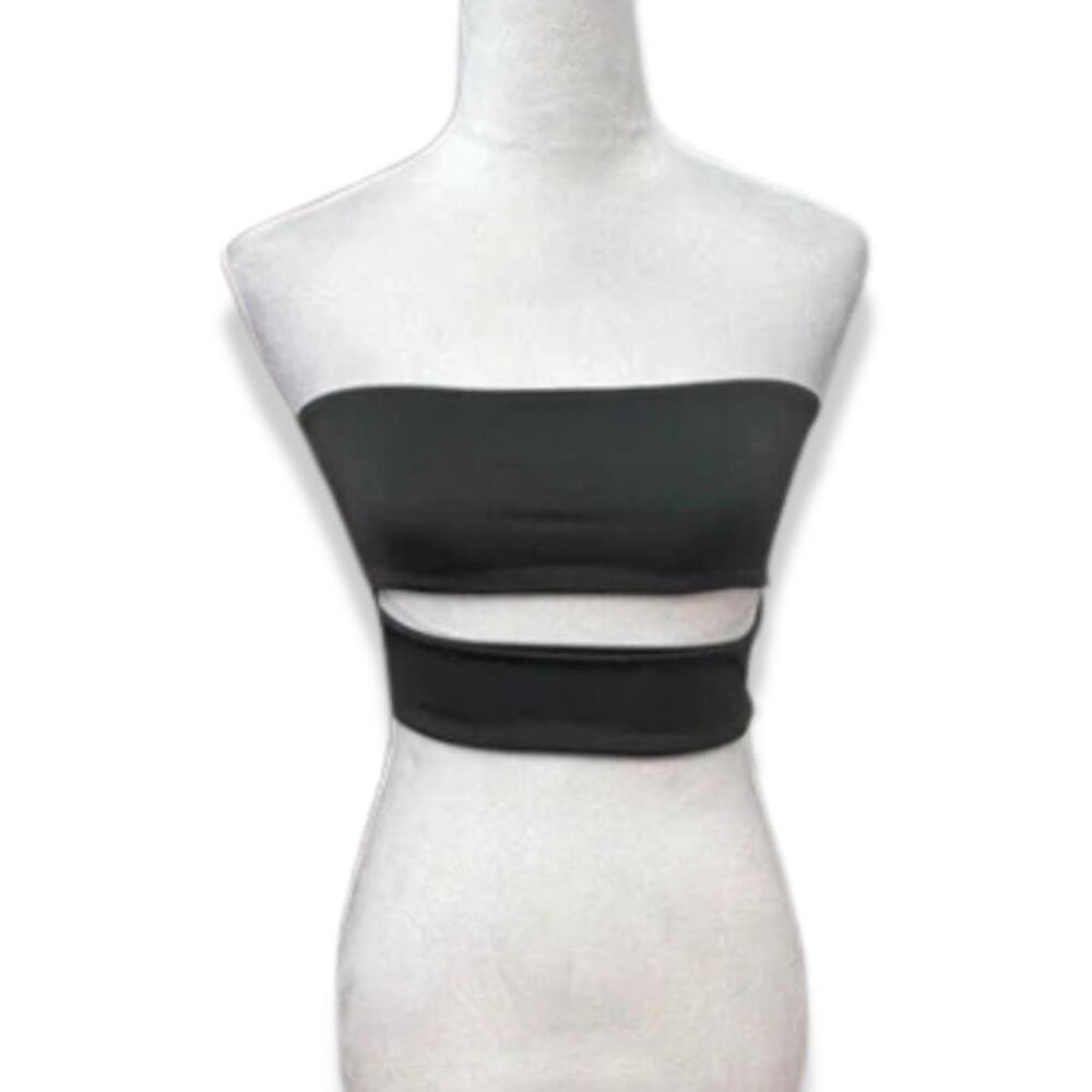 Realtree Bandeau Top Sleeveless Strapless Cutout Spandex Black Women's XS NWOT